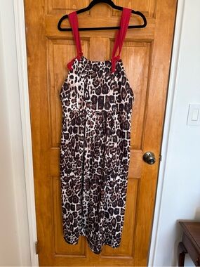 DAVI & DANI Red-Strap Leopard Print Maxi Dress